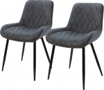 ML-Design 2 s&ouml;&ouml;gitooli komplekt selja- ja k&auml;etugedega, antratsiit, PU kunstnahast iste, metalljalad, k&ouml;&ouml;gitoolid, elutoa toolid, polsterdatud toolid