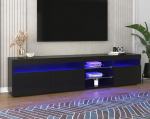 Moimhear kaasaegne TV kapp, heledad paneelid, muutuv LED valgustus, elutuba ja s&ouml;&ouml;gituba, 180 cm (must)