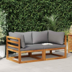 Modular-Ecksofas 2 St&uuml;ck mit Auflagen Dunkelgrau als Outdoor-Sofagarnitur mit Polsterkissen f&uuml;r den Au&szlig;enbereich und konfigurierbares Gartenloungeset