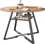 S&ouml;&ouml;gitoa laud &uuml;mmargune 120 cm l&auml;bim&otilde;&otilde;duga 4-6 inimesele - k&ouml;&ouml;gilaud riiuliga ja metallraamiga s&ouml;&ouml;gitoa elutuppa k&otilde;rgus 75 cm Industrial