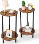 Small Round Side Table, Black Side Table for Bedroom, Bedside Table Set 2, Modern Accent, Round Coffee Table Living Room, Sofa Side Table for Narrow and Small Space, Easy to Use