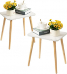 FORAOFUR Set of 2 Side Tables, Modern Wooden Side Table for Living Room, Bedroom