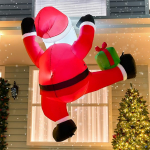 Joiedomi 6 Feet High Inflatable Climbing Santa Claus with Gift Box, Inflatable Hanging Santa koos sisseehitatud LED j&otilde;ulupidu, Outdoor, &otilde;ue, aed, muru kaunistamiseks