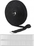 Hook and Loop Bands 2,5 cm x 10 m koos 50 metalls&otilde;lmega korduvkasutatavad kaablipaelad, pikkuse j&auml;rgi reguleeritav nailonist kinnituskaablipaelad korrastatud kaablitele, 2,5 cm lai, mustad