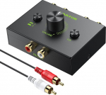 LiNKFOR RCA L/R Stereo Audio Switch, 1 in 2 Out/2 in 1 Out kahesuunaline audiol&uuml;liti, passiivne audio RCA Splitter koos Mute nupuga CD m&auml;ngija Amp PC k&otilde;larile