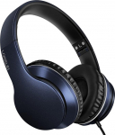 LORELEI X6 Over-Ear k&otilde;rvaklapid mikrofoniga, kerged kokkupandavad ja kaasaskantavad stereobass-k&otilde;rvaklapid 1,45 m, juhtmega k&otilde;rvaklapid nutitelefonile, tahvelarvutile, MP3 / 4 (tumesinine)