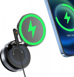 15 W kiirlaadimise autokinnitus koos laadimisfunktsiooniga [t&auml;iustatud elastne iminapp] 360&deg; reguleeritav traadita laadija auto mobiiltelefoni hoidja MagSafe iPhone 17 16 15 14 14 13 12 seeria jaoks