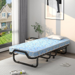 GIANTEX kokkupandav voodi 90 x 200 cm t&auml;iskasvanud, k&uuml;laliskoht kokkupandav, reisivoodi madratsiga, kokkupandav voodi 4 rattaga, &uuml;heinimesevoodi lamelliraamiga, kokkupandav metallist voodi, metallist raam, maksimaalne koormus 120 kg