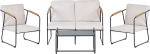 Beliani Industrial Garden Diivanikomplekt Alumiiniumist Lounge komplekt 4-kohaline komplekt koos lauaga Light Beige Vezzana