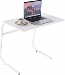yaaqoo C Shape Side Table 30 x 15.7 Inch Side Table for Couch Sofa C Table for Living Room Bedroom Small Space TV Tray for Laptop Coffee Snack White