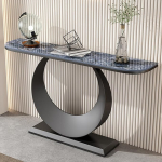 Konsolentisch mit Ultra-D&uuml;nnem Sinterstein-Top, Multifunktionaler Eingangstisch mit Stabilem Metallrahmen & Stabiler Basis, Passend f&uuml;r Foyer, Wohnzimmer, Schlafzimmer & B&uuml;ro(Blue+Black,100cm/39.4")