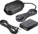 Gonine ACK-E12 vahelduvvooluadapter DR-E12 alalisvoolu&uuml;hendusega laadija komplekt Canon EOS M, EOS M2, EOS M10, EOS M50, EOS M100 peegelkaameratele