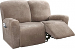 LINGKY Recliner Slipcover Diivan Slipcover Diivan Cover 6-poolne m&ouml;&ouml;bli kaitsja Diivan Rich Velvet Plush Shape Fit Stretch Stiilne pehme elastse alusega (Taupe)