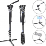 Kaamera monopeedi komplekt, INNOREL VM70CK, s&uuml;sinikkiust videomonopeedi jalg koos F60 vedelikupea ja statiivi alusega DSLR videokaameratele, kaalub ainult 1,8 kg, kandev&otilde;ime 6 kg