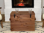 Onu Joe&acute;s kirstu kohvilaud kirstu laud Vintage Shabby Chic stiilis massiivpuidust pruunist puidust hoiuruumiga ja kaanega puidust kast k&uuml;ljelaua maamaja elutoa laud puidust laud p&auml;hklipuust