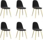 vidaXL 6 x s&ouml;&ouml;gitoa toolid, k&ouml;&ouml;gitoolid, polsterdatud toolid, s&ouml;&ouml;gitoolid, toolide komplekt, elutoa toolid, toolide komplekt, must samet
