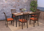 Mendler HWC-G46 S&ouml;&ouml;gitoa toolid 6 k&ouml;&ouml;gitoolist koosnev komplekt Kangas / Tekstiil T&auml;ispuidust Tume raam oranž