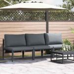 Modulares Outdoor-Sofa-Set 3-TLG mit Stahlrahmen und Kissen als Gartenm&ouml;bel in den Ma&szlig;en 80x80x71 cm in Anthrazit