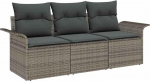 vidaXL 3-osaline aia diivanikomplekt halli pol&uuml; rotangist padjadega - UV-kindel t&auml;iuslik v&auml;litingimustes kasutamiseks moodulim&ouml;&ouml;bel Modern Lounge Design