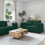 2-teiliges Diivan-Set dunkelgr&uuml;ner Samt mit Kissen f&uuml;r Entspannen und Plaudern im Wohnzimmer