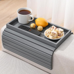 Bambusest diivanik&auml;sipuu, Anti Drip Diivan Arm Rest, kokkupandav diivanik&auml;sipuu kandik, diivanik&auml;sipuu tabel toidu, jookide, suupistete, puldi, mobiiltelefoni, joogihoidja, selja jaoks