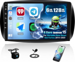 CAMECHO 6+128G 8-Kern Android 15 Autoradio f&uuml;r Mercedes Benz Smart 453 Fortwo 2014-2020, 9 Zoll Navi Radio mit Bluetooth GPS WiFi Wireless Carplay Android Auto FM/RDS 32EQ DSP +R&uuml;ckfahrkamera Canbus
