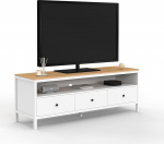 IDMarket - TV kapp 140 cm Achille 3 sahtlit valge ja puidust &uuml;lemine osa