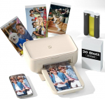 HPRT fotoprinter - kaasaskantav fotoprinter (10 x 15 cm) koos 20 paberilehe ja 1 v&auml;rvilindi sublimatsiooniprinteri juhtmevaba iPhone'ile ja Androidile - ideaalne reisimiseks, koju ja kingituseks, beeži v&auml;rvi