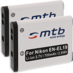 2x laetav aku EN-EL19 Nikon EN-EL19 Nikon Coolpix S2500 S2550 S3100 S3300 S4100 S4150 jaoks (vaata nimekirja)