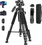 JOILCAN 187 cm k&otilde;rgusega kaamerastatiiv, kerge alumiiniumist fotostatiiv eemaldatava peaga, kaamerastatiiv Canon Nikon DSLR-le, statiiv koos mobiiltelefoni hoidiku ja kotiga, statiiv nutitelefonile