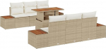 Rantry 7-teilige Garten-Sofa-Set mit Kissen Beige Poly Rattan Gartenlounge Model3358770