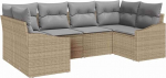 Rantry 6-teiliges Garten Sofa Set mit Kissen Beige Poly Rattan Gartenlounge Model3346860