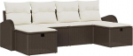 Rantry 6-teiliges Garten Sofa Set mit Kissen Braun Poly Rattan Gartenlounge Model3359117