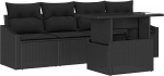 5-teiliges Garten-Sofa-Set mit Kissen Schwarz Poly Rattan Gartenlounge Model3348909