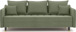 Cloe diivanvoodi 148 x 202 cm 3-kohaline diivan magamisfunktsiooniga ja voodikastiga, diivanvoodi polsterdatud nurgas, 3-kohaline diivan - roheline