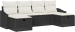 Rantry 6-teiliges Garten Sofa Set mit Kissen Schwarz Poly Rattan Gartenlounge Model3359316