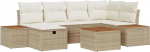 Rantry 7-teiliges Garten-Sofa-Set mit Kissen Beige Poly Rattan Gartenlounge Model3359638