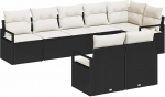 8-teiliges Garten Sofaset mit Kissen Schwarz Poly Rattan Gartenlounge mudel3355096