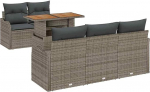 6-teiliges Garten Sofa Set mit Kissen Grau Poly Rattan Gartenlounge Model3358134