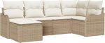 Rantry 6-teiliges Garten Sofa Set mit Kissen Beige Poly Rattan, 2-Sitzer Garten Sofa mit Stauraum & Kissen Beige Poly Rattan Gartenlounge Model3354440