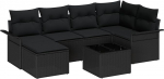 Rantry 7-teilige Garten Sofaset mit Kissen Beige Poly Rattan Gartenlounge Model3345443