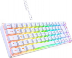 EMPIRE GAMING - K208 Compact TKL juhtmega klaviatuur (DE-QWERTZ) 69 klahvi RGB - eemaldatav USB Type C kaabel Plug & Play - PC/PS4/PS5/Xbox - 23 Anti-Ghosting klahvi (valge)