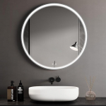 Clevich Bathroom Mirror with Lighting Round with Super Bright COB LED Light Strips, Thick Aluminium Frame, Anti-Fog, 3 Light Colours, Dimmable, Round Bathroom Mirror with Litch, Large Wall Mirror 60