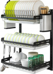 UsmAsk 201 3 Layer Dish Drying Rack Stainless Steel Kitchen Rack Wall Mounted Dish Drying Rack Dish Rack