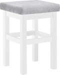 Erst-Holz V-90.71-41WP Wooden Stool with Various Upholstery Colours Solid Wood Seat in Washed White with Upholstery Colour: Light Grey