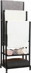 LOFTEY Freestanding Towel Rack, Towel Rack with 2 Shelves, 3 Tier Towel Rack, Freestanding Towel Rack for Bathroom & Bedroom, Black