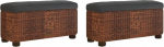 vidaXL Pack of 2 Bench with Cushions in Brown, Hallway Bench with Lots of Storage Space for Cushions, Blankets, Hallway Bench, Living Room Bench, Cattail