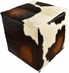 generisch Cowhide Stool Brown / White Seat Cube Made of Real Cowhide in Brown / White with Solid Foam Cube