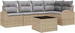 6-teiliges Garten Sofa Set mit Kissen Schwarz Poly Rattan Gartenlounge Model3346050