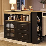 360&deg; p&ouml;&ouml;rlev s&ouml;&ouml;dav, sobib magamistuppa, elutuppa, s&ouml;&ouml;gituppa, 2 sahtlit, suupistekapp, avatud panipaik, p&ouml;&ouml;rlev riiulite ja kumerate klaasidega kapis (must, 138 x 39 x 104)